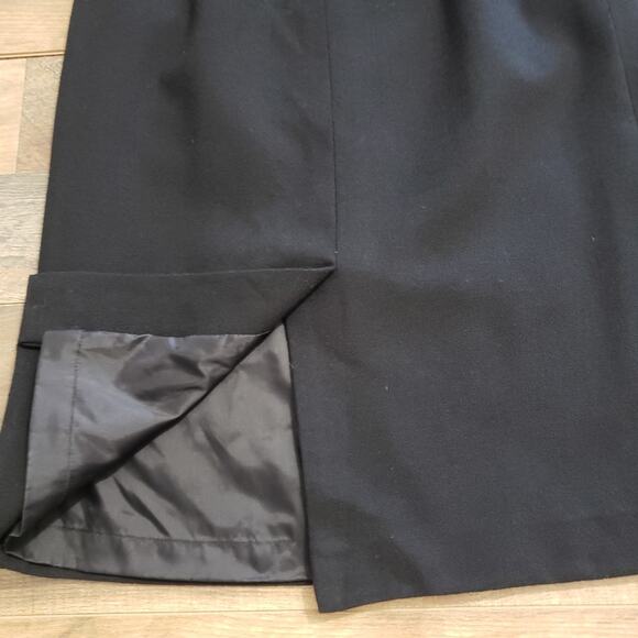 Kasper Wool Black Knee Length Pleated Lined Career Pencil Skirt Size 4 Corpcore - Picture 7 of 9
